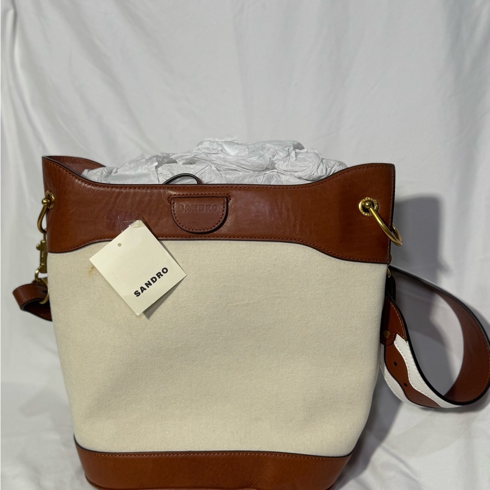 Sandro Tan and Cream Shoulder Bag